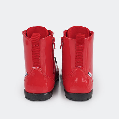 Bota Coturno Infantil Rubi Verniz Vermelho Peper.