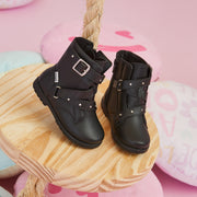 Bota Infantil Feminina Pampili Rubi Rocker Preta - bota infantil preta