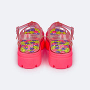 Sandália Infantil Lyra Glee Tratorada Transparente Rosa e Colorida - sandália sola tratorada