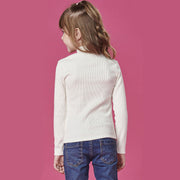 Blusa Infantil Kukiê Gola Alta Basic Off White - costas blusa infantil básica