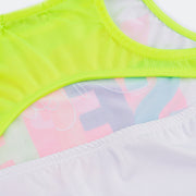 Conjunto Fitness Kids Mon Sucré Top Regata Neon Colorido - detalhe costas top