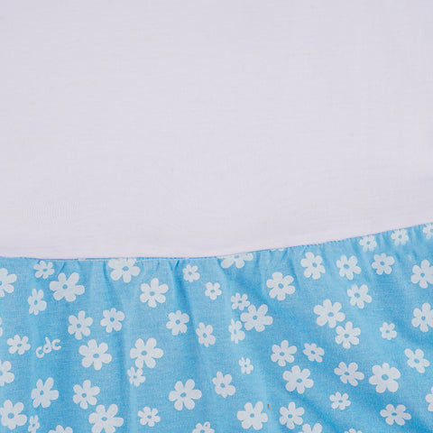 Camisola Pré-Adolescente Cara de Criança Brilha no Escuro Flores Branca e Azul - 10 a 14 Anos - saia da camisola com estampa de flores