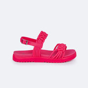 Sandália Papete Feminina Tweenie #Funny Tiras Comfy Trançadas Pink Maravilha - lateral com fivela prata 