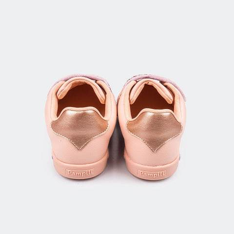 Tênis de Led Infantil Sneaker Luz Paetê Music Rosa Novo.