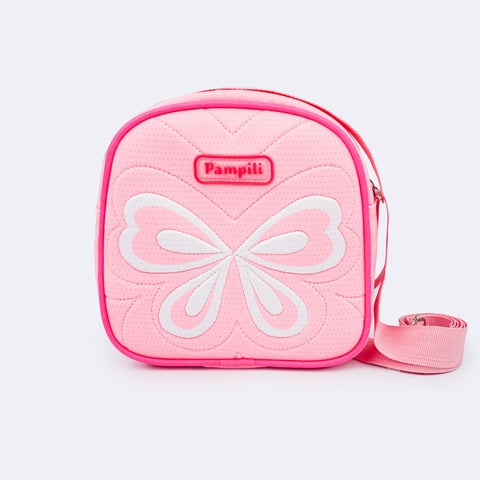 Bolsa Infantil Pampili Eco Amigável Borboleta Rosa Neon - frente da bolsa infantil 
