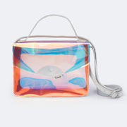 Bolsa Tiracolo Tweenie Transparente e Holográfica Prata - frente da bolsa infantil feminina