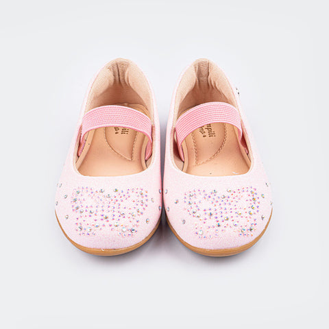 Sapatilha Infantil Bailarina Borboleta Glitter Rosa Bale.