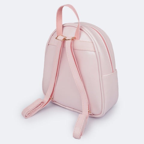 Mochila Infantil Pampili Coração Comfy Rosa Bebê e Colorida - traseira mochila infantil rosa