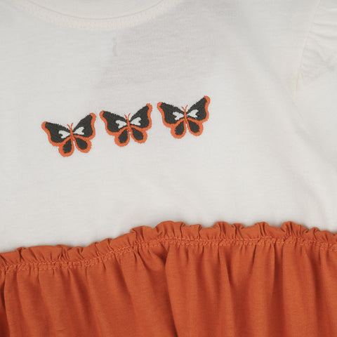 Vestido Infantil Infanti Manga Longa Bordado Borboleta Colorido - bordado de borboleta