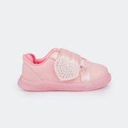 Tênis Infantil Feminino Pampili Pom Pom Coração Strass Rosa Glace - lateral tênis infantil rosa