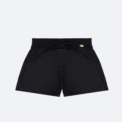 Short Infantil Pampili Brilho Preto - frente do short infantil