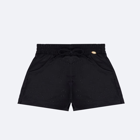 Short Infantil Pampili Brilho Preto - frente do short infantil