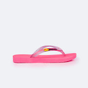 Chinelo Infantil Pampili Likes Emoji Love Eco Amigável Pink Flúor - lateral do chinelo 