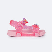 Sandália Papete Infantil Pampili Sun Glee Cavalo Marinho Pink e Rosa - lateral papete com glitter