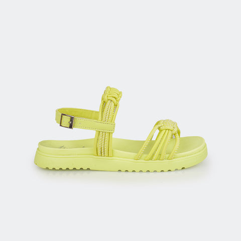 Sandália Feminina Tweenie #Funny Tiras Comfy Trançadas Lemon - lateral da sandália com fivela 