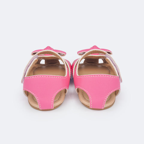 Sandália de Bebê Pampili Nana Laço e Nó Pink - traseira sandália rosa