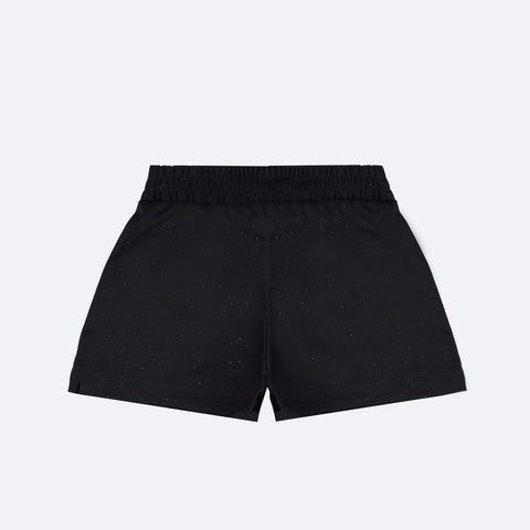 Short Infantil Pampili Brilho Preto - costas short infantil preto