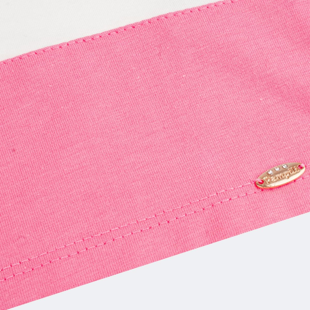 Blusa Manga Longa Pampili Fabulous Strass Off White e Rosa - detalhe na barra