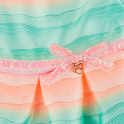 Vestido de Festa Bebê Petit Cherie Colorful Dream Trip Acetinado Multicolorido - 6 a 12 Meses - vestido com cinto e laço de paetê