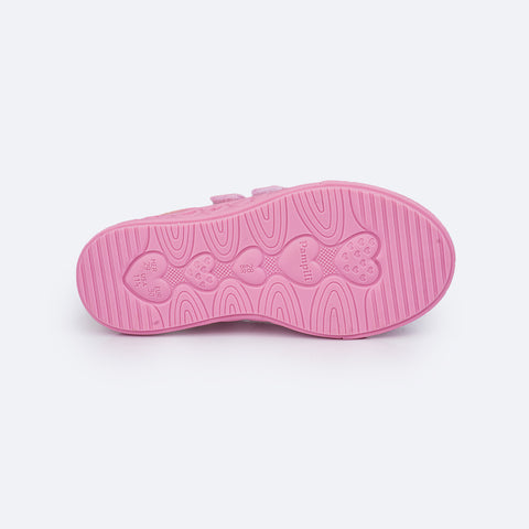 Tênis de Led Infantil Pampili Sneaker Luz Glitter Degradê Rosa e Colorido - sola antiderrapante