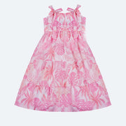 Vestido Infantil Bambollina Três Marias Estampa Floral Rosa - frente do vestido infantil rosa