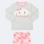 Pijama Infantil Alakazoo Brilha no Escuro Moletom Ovelha Rosa - estampa pijama lúdico