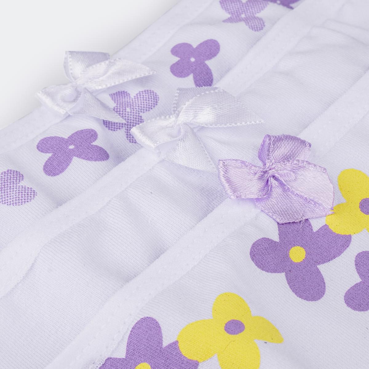Kit Calcinha Infantil Pampili Sortidas Strass Coração e Flores Branca - calcinha infantil com lacinho