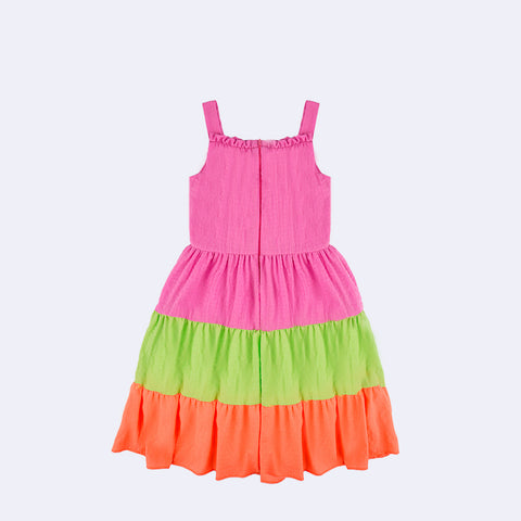 Vestido Infantil Petit Cherie Três Marias Juice Watercolor Multicolorido - 8 a 12 Anos - costas do vestido