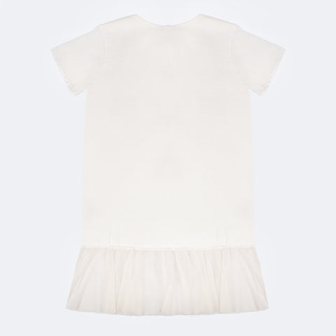 Vestido Infantil Pampili Paetê e Tule Off White - costas do vestido infantil branco