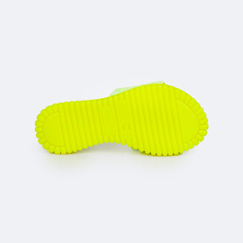 Chinelo Infantil Feminino Pampili Candy Glitter Amarelo Fluor - sola antiderrapante