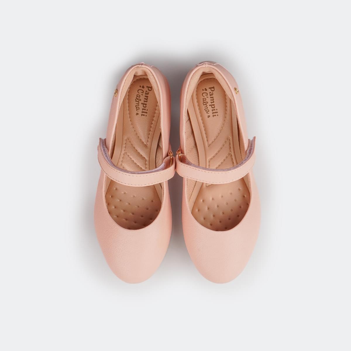 Sapatilha Infantil Pampili Super Fofura com Velcro Rosa Novo - foto da parte superior mostrando a palmilha 