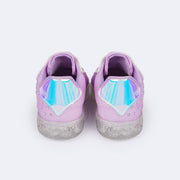 Tênis de Led Infantil Pampili Sneaker Seja Luz Glitter Strass Lilás - tênis infantil com traseira holográfica