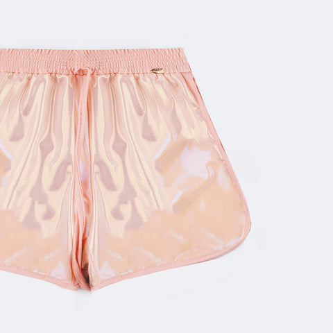 Short Feminino Pampili Holográfico Rosa  - lado do short holográfico 