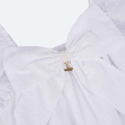 Vestido de Bebê Roana com Laço e Pérolas Branco - laço frontal com pérola