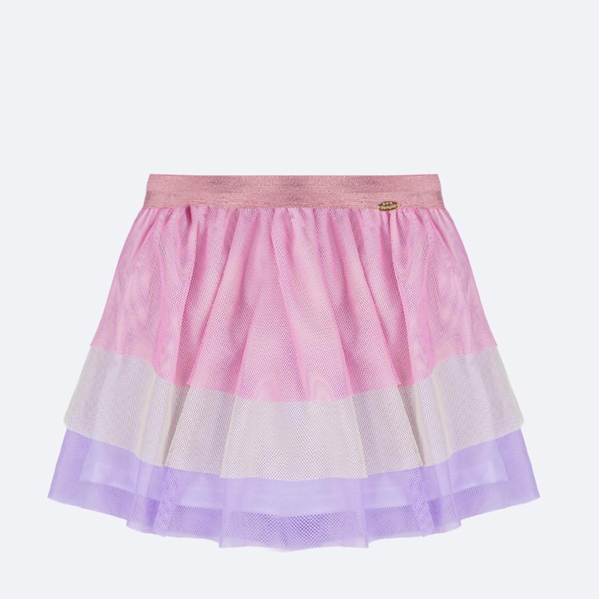 Saia de Tule Pampili Camadas Degradê Colorido Claro - frente saia de tule bebê