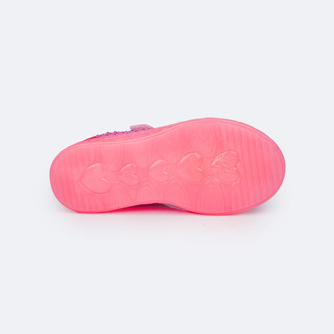 Tênis de Led Infantil Pampili Sneaker Luz Pink e Coral - sola antiderrapante