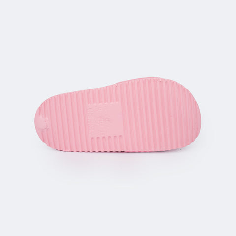 Chinelo Slide Infantil Pampili Fun Glee Doce Rosa e Branco - sola leve e antiderrapante