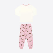 Pijama Infantil Alakazoo Manga Longa Brilha no Escuro Star Dogs Rosa - costas do pijama infantil