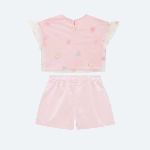 Conjunto Infantil Infanti Paetê e Tule Rosa - Costas do conjunto menina