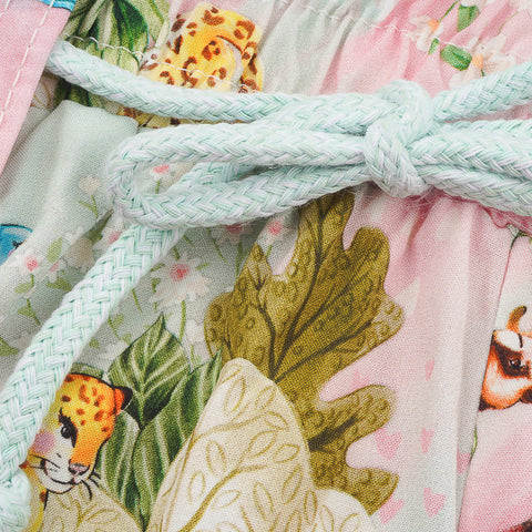 Conjunto Infantil Infanti Blusa Wave Lastex e Short Off White e Floral - short floral com cordão