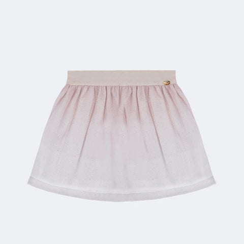 Saia de Tule Pampili Glitter Camadas Degradê Nude e Dourado - frente saia infantil de tule