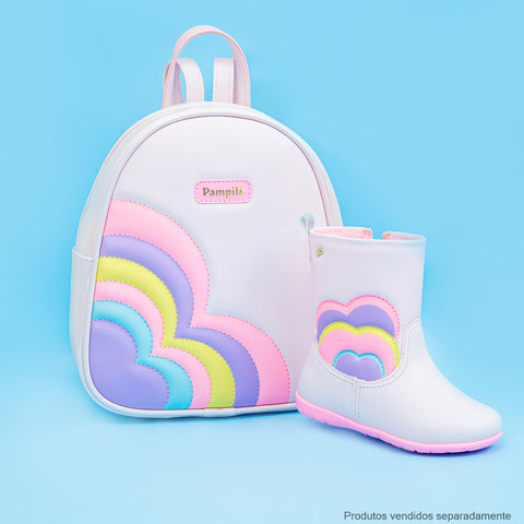 Mochila Infantil Pampili Coração Comfy Rosa Bebê e Colorida - bota e mochila menina