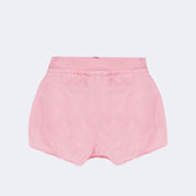 Short Saia Infantil Kukiê Desfiado Rosa - parte de trás do short