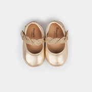 Sapato de Bebê Pampili Nina Calce Fácil e Tira com Glitter e Strass Dourado - foto da parte superior