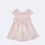 Vestido de Festa Bebê Petit Cherie Bordado de Borboleta Acetinado Rosa - 3 a 12 Meses - frente do vestido para bebê