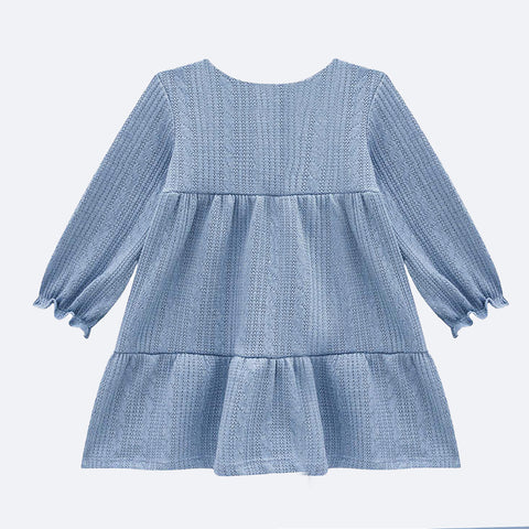 Vestido de Bebê Kukiê Tricot com Calcinha Azul - costas do vestido infantil 