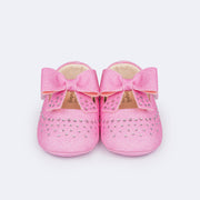 Sapato de Bebê Pampili Nina Momentos Especiais Glitter Strass Rosa Bale - frente sapato de bebê brilho