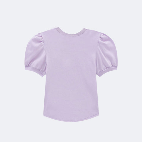 Camiseta Infantil Infanti Brilho Coração Strass Lilás - costas da camiseta infantil feminina