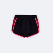 Short Saia Infantil Pampili com Paetê Preto e Rosa Flúor - parte traseira do short de moletom