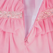 Vestido de Festa Petit Cherie Candy com Tule Babados Strass Rosa - 1 a 6 Anos - vestido com forro interno